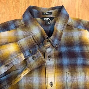 Eddie Bauer Button Down Classic Fit Blue Yellow Flannel Long Sleeve Warm Men XL